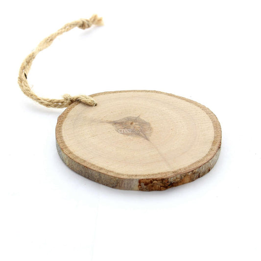 Disque de bois naturel avec ficelle