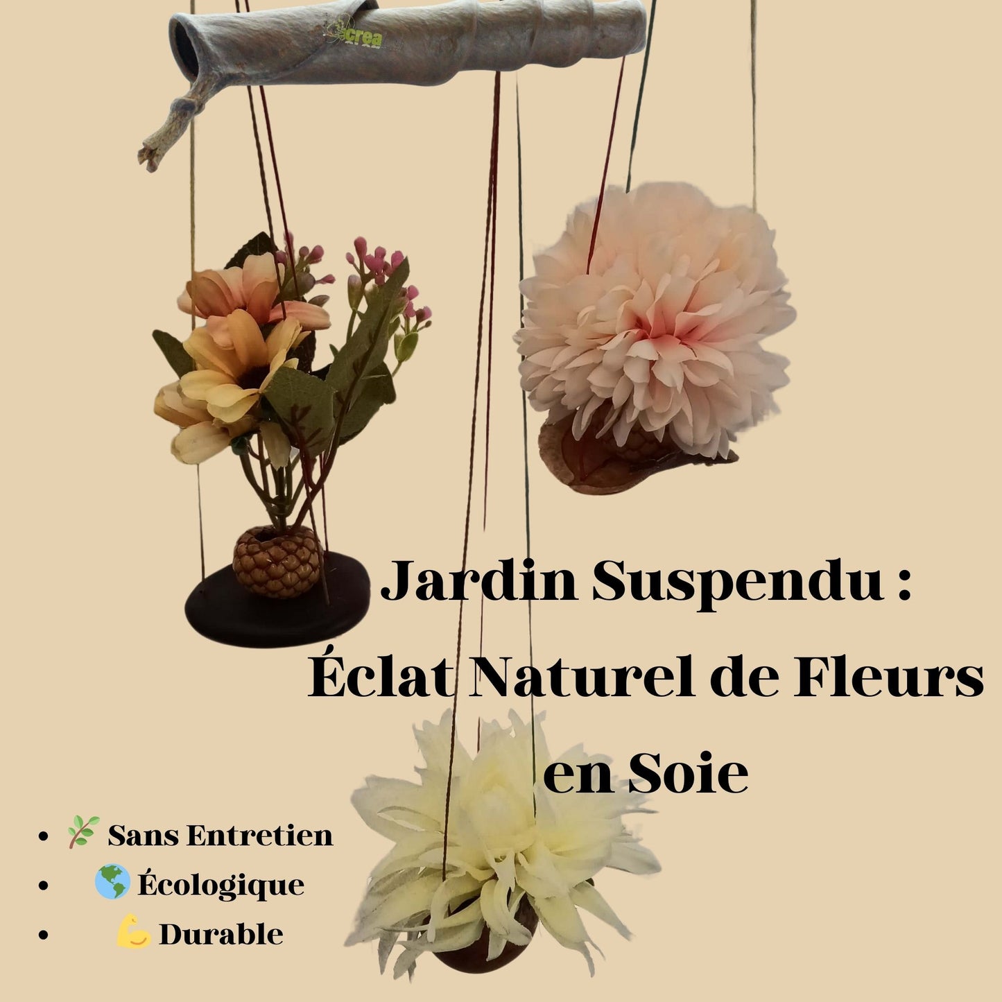 Jardin Suspendu Naturel : Fleurs Artificielles en Soie - Marguerites, Dahlia et Œillet