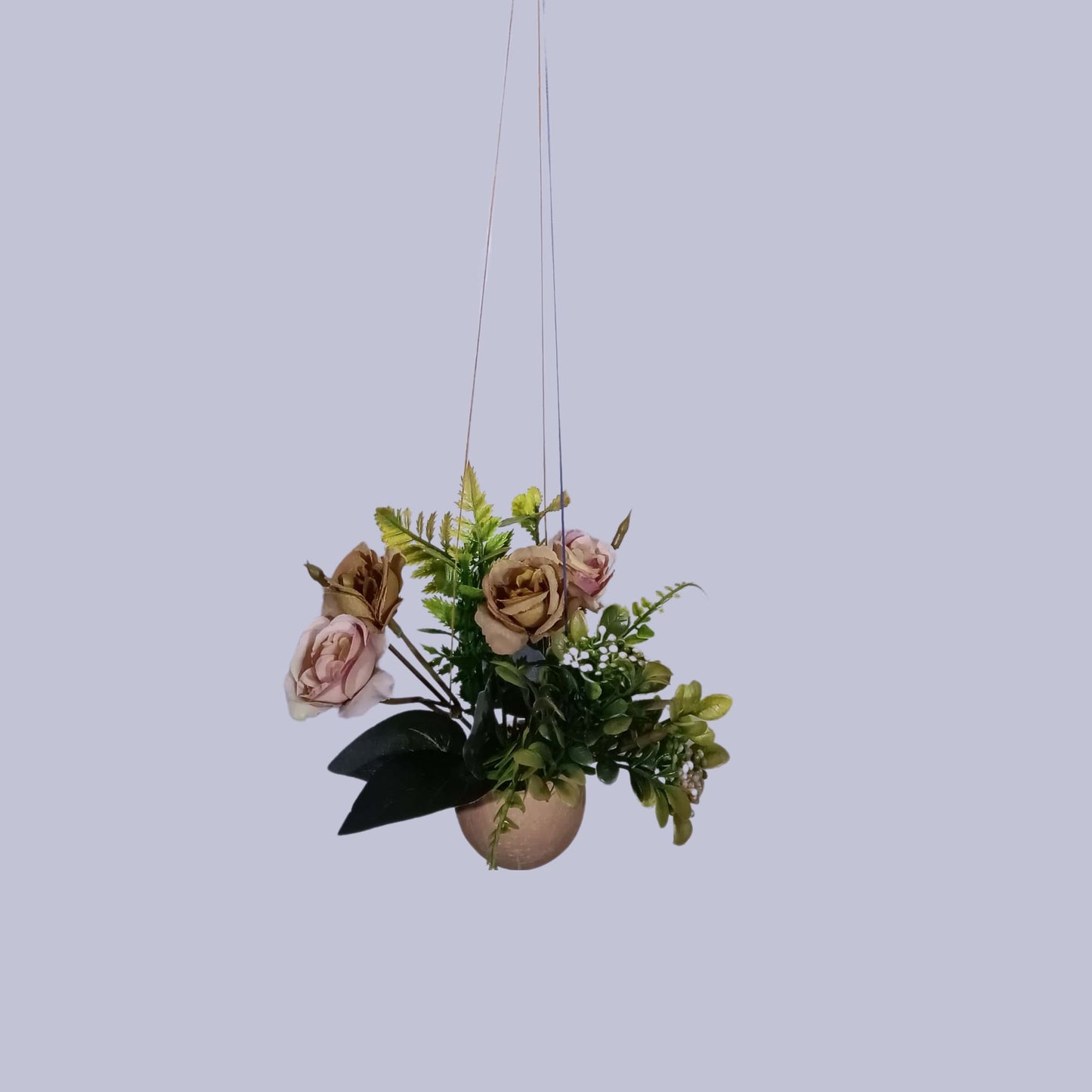 Jardin Suspendu avec Fleurs Artificielles - Support Naturel et Feuillage