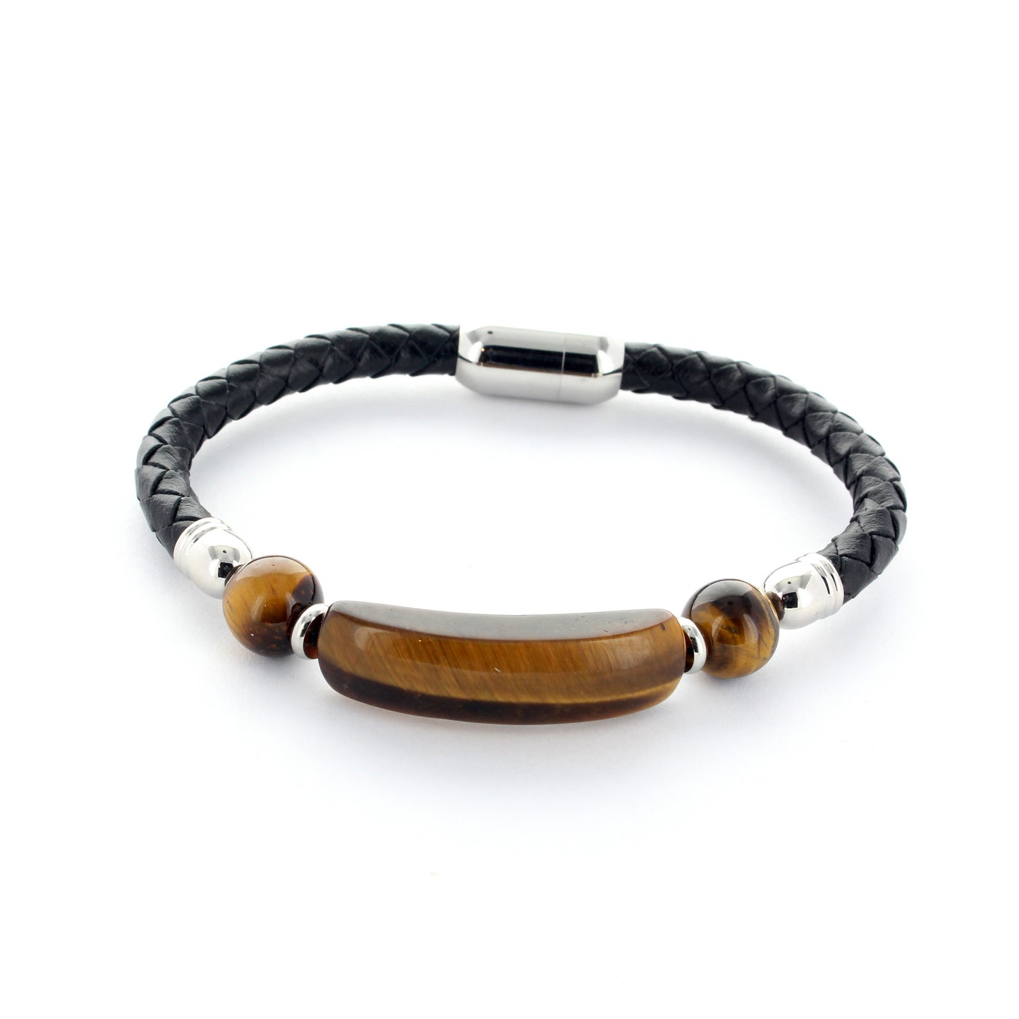 Bracelet en cuir et pierre oeil de tigre modèle 10