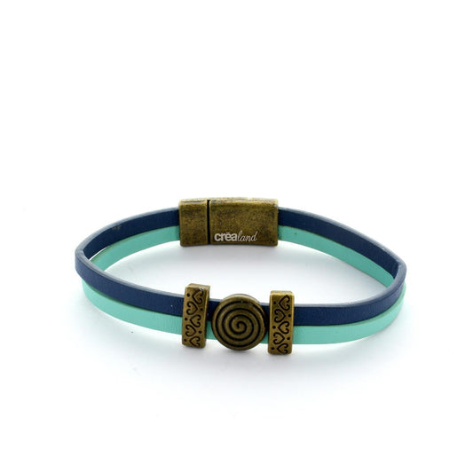 Bracelet cuir double bleu m114