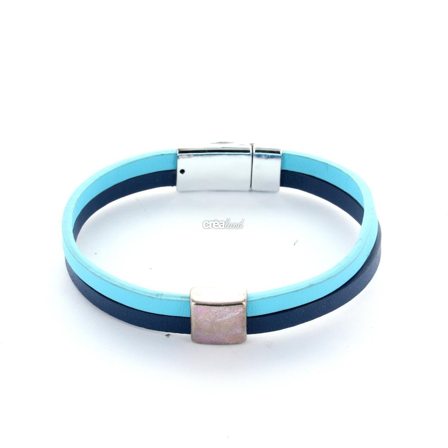 Bracelet cuir double bleu m112