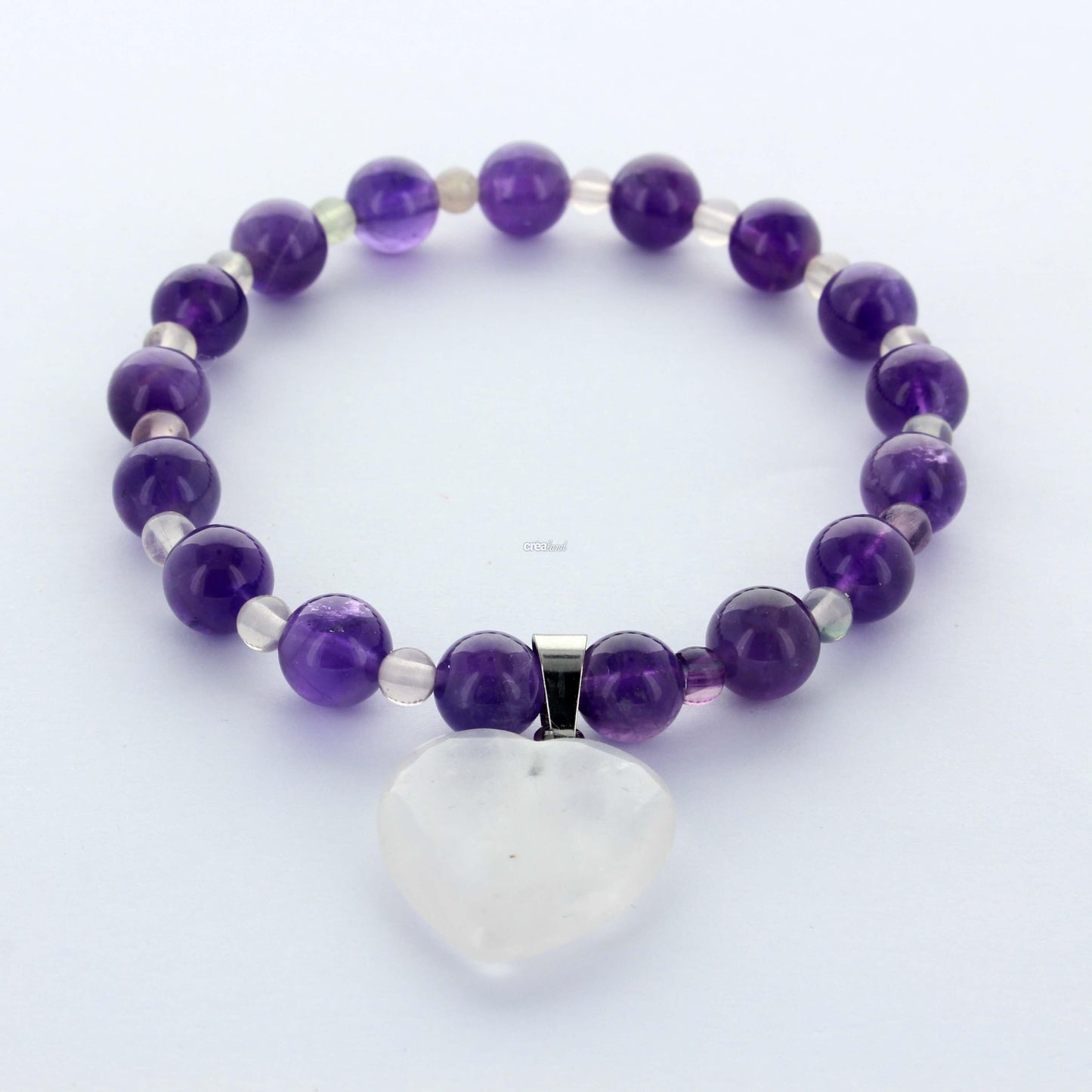 Bracelet en pierre améthyste et pierre fluorite et cristal de roche m1