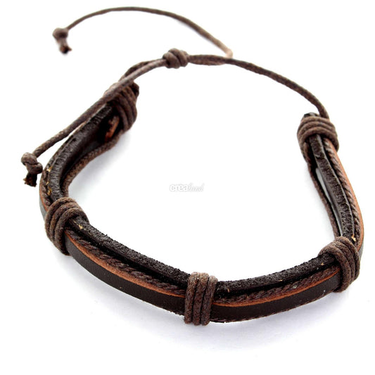 Bracelet en cuir réglable marron m 01