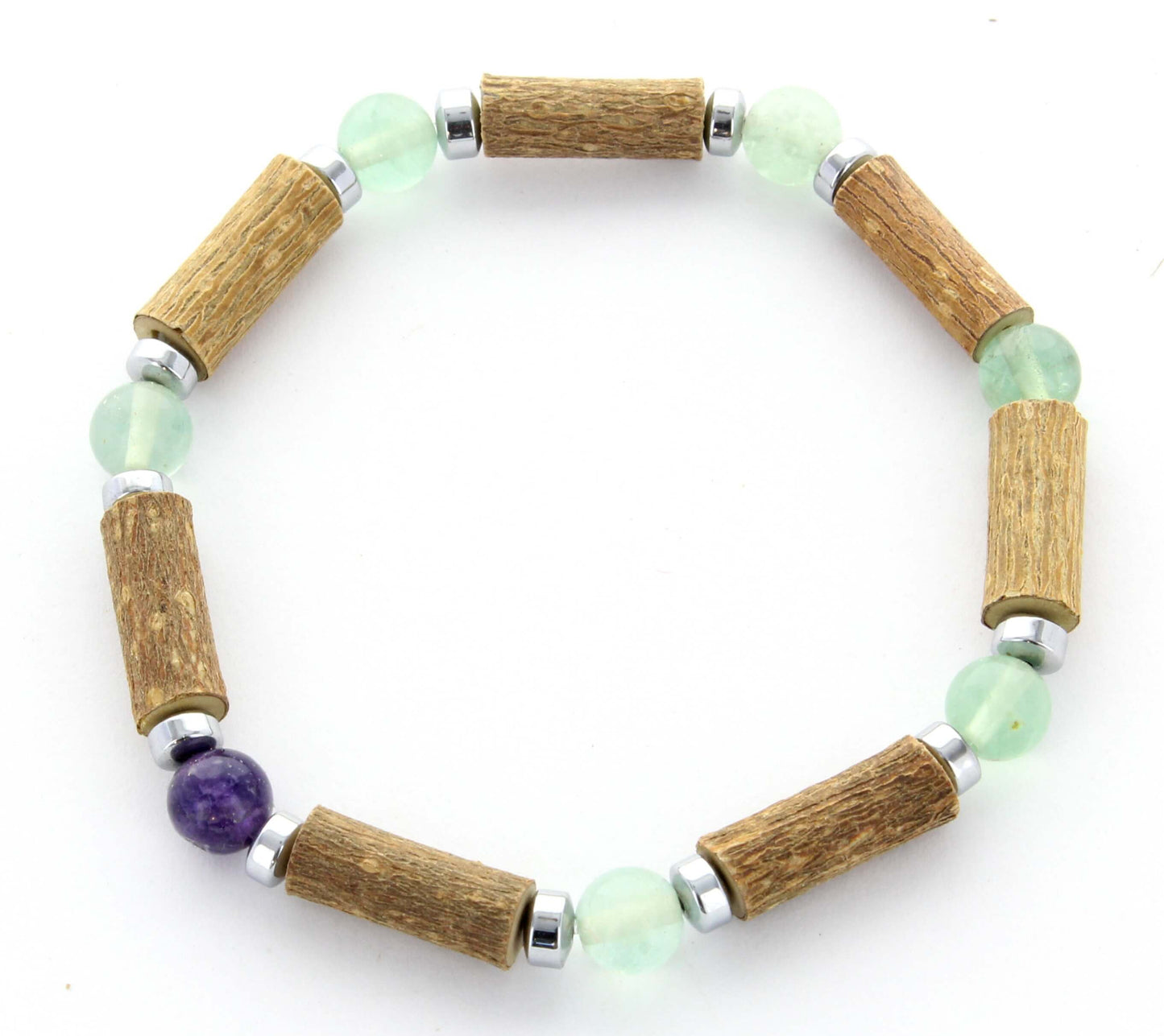 Bracelet Fluorite pour la Clarté Mentale et la Concentration, avec Noisetier et Hématite pour l'Équilibre Émotionnel