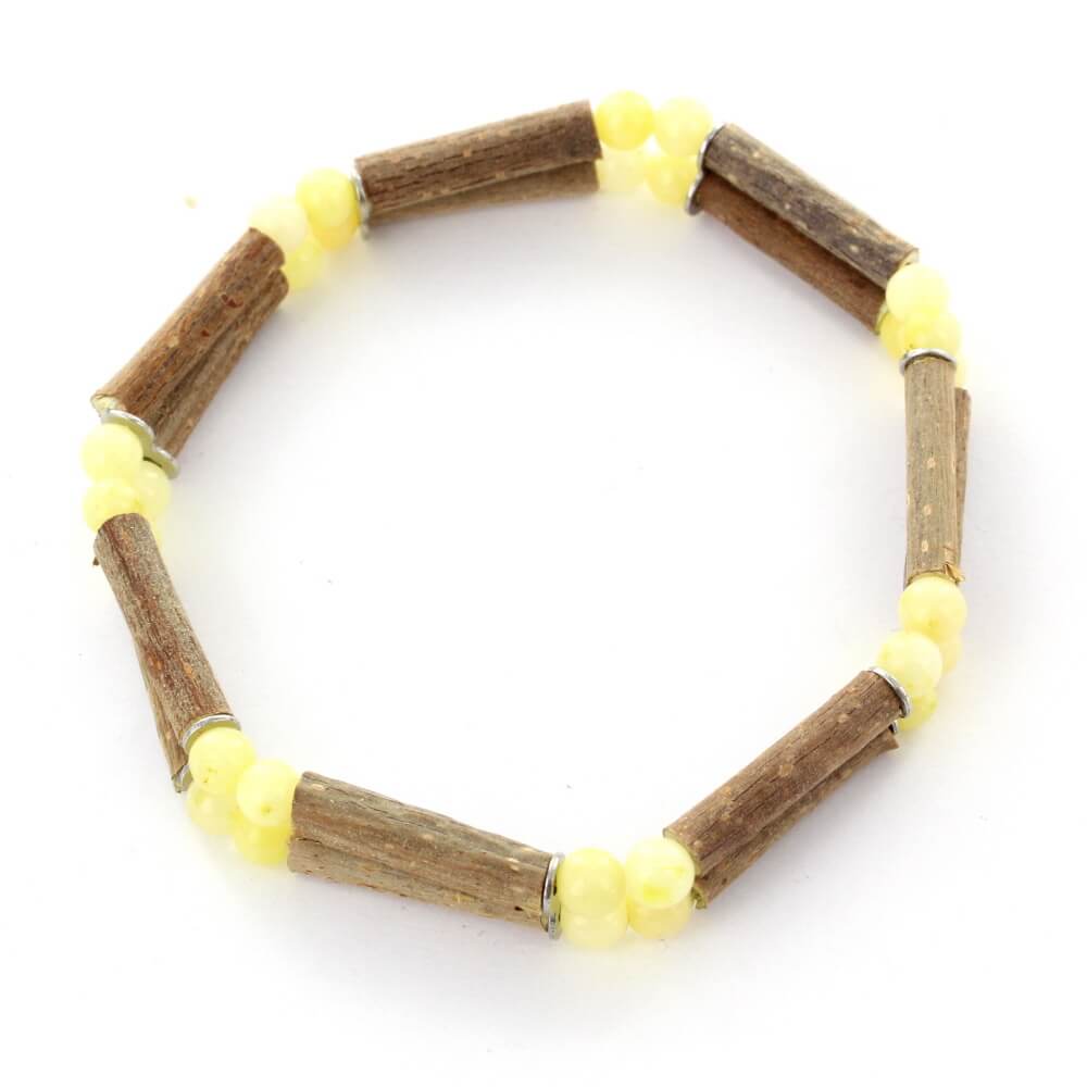 Bracelet Double Dolomite Jaune pour l'Énergie, avec Noisetier pour l'Équilibre et Hématite pour la Vitalité