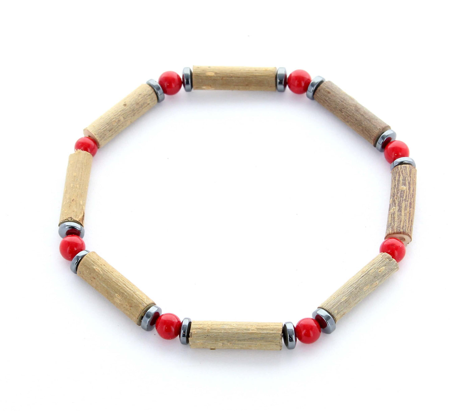 Bracelet Dolomite Rouge pour la Sérénité, Noisetier pour la Protection et Hématite pour l'Énergie Positive