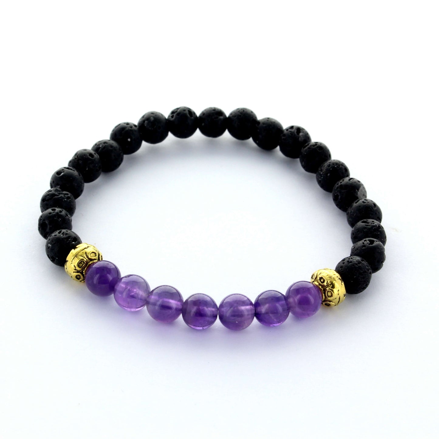 Bracelet en pierre améthyste et pierre de lave modèle1