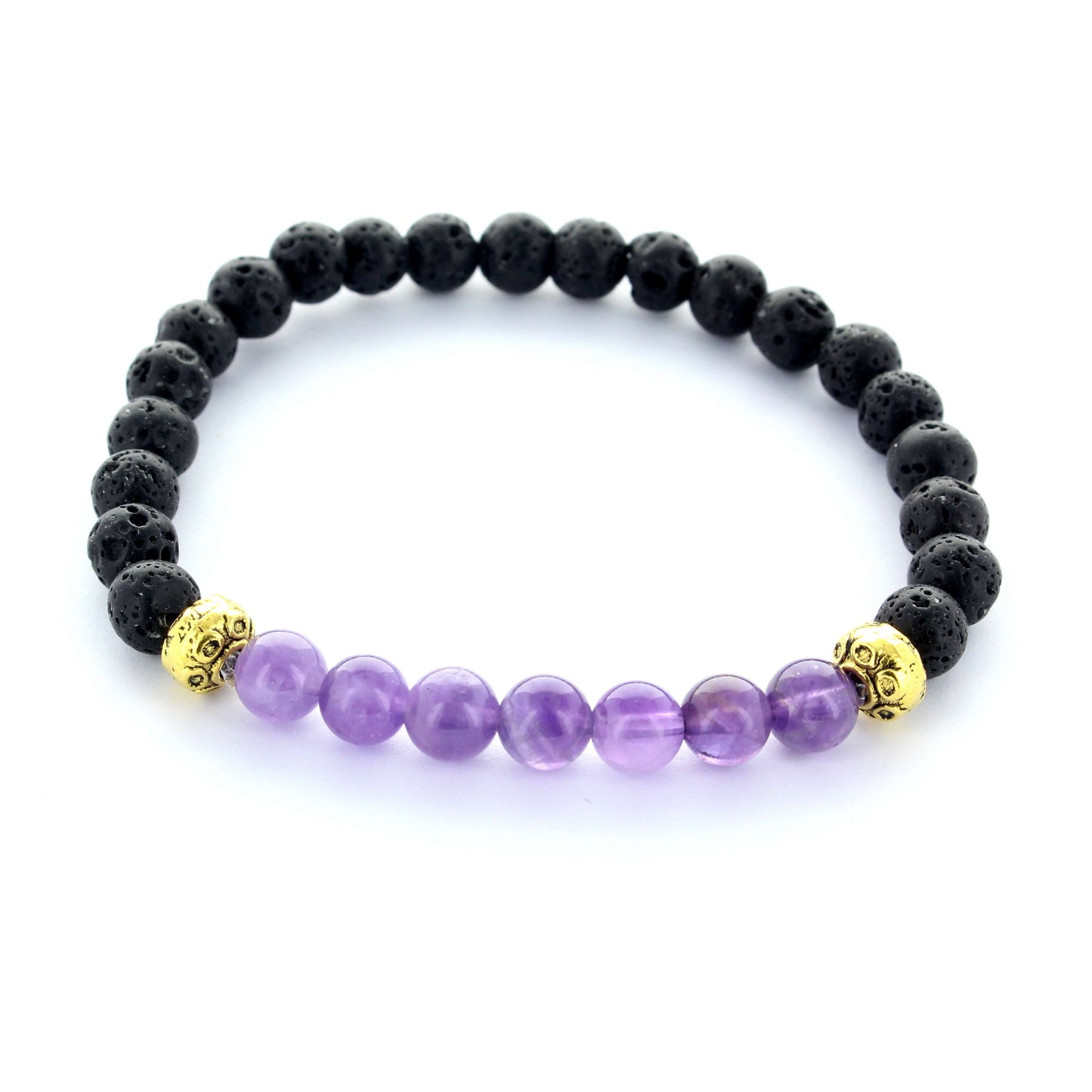 Bracelet en pierre améthyste et pierre de lave modèle1