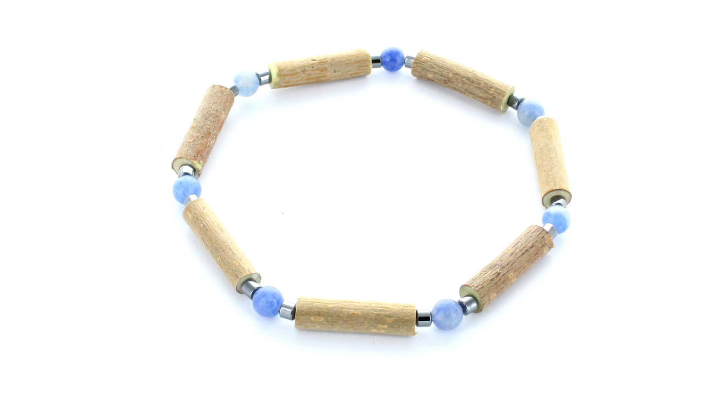 Bracelet Noisetier Aventurine Bleue - Vertus bienfaisantes - Artisanat français