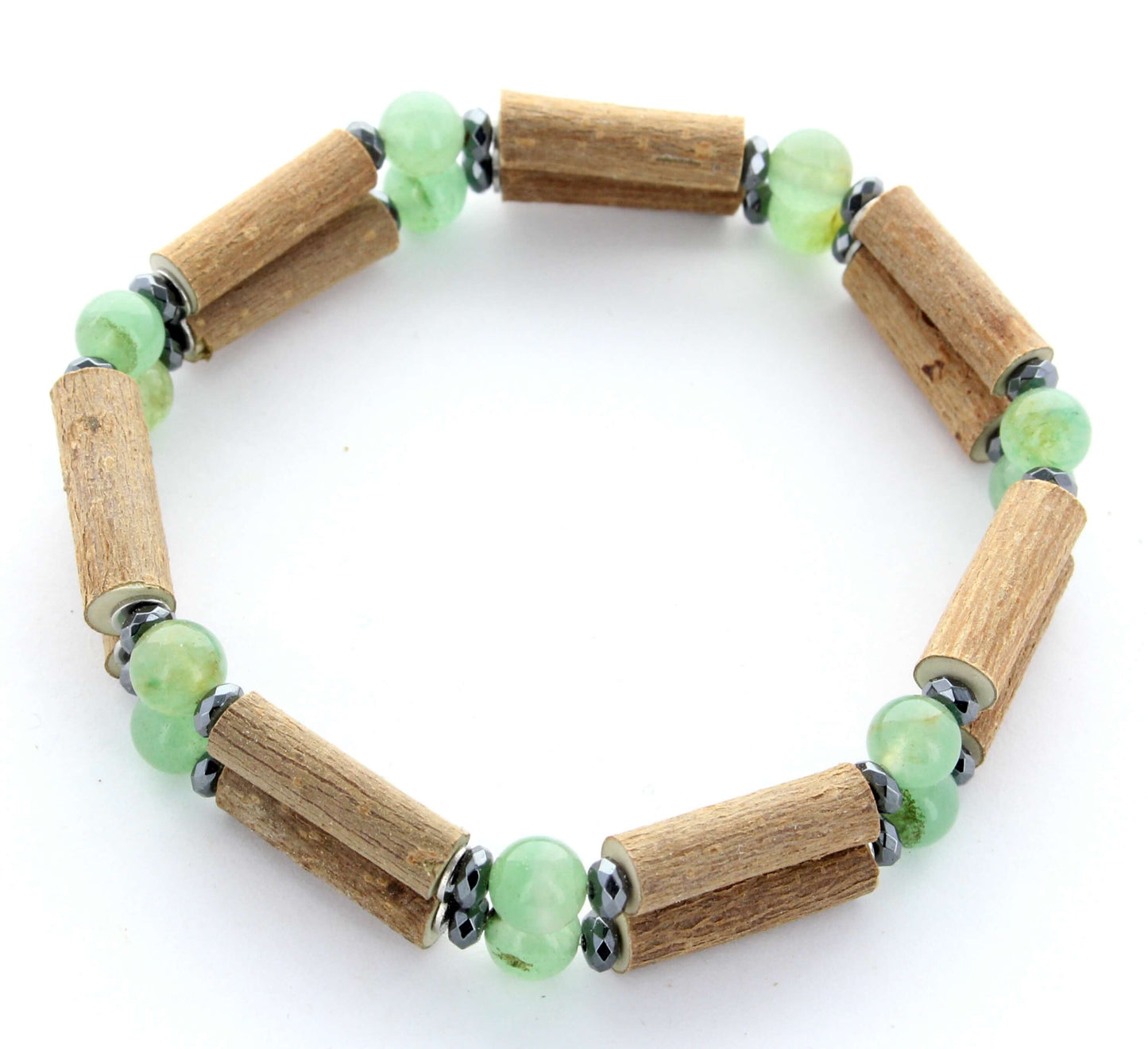 Bracelet Double Aventurine Verte, Noisetier et Hématite : Équilibre et Énergie - Fabrication Française