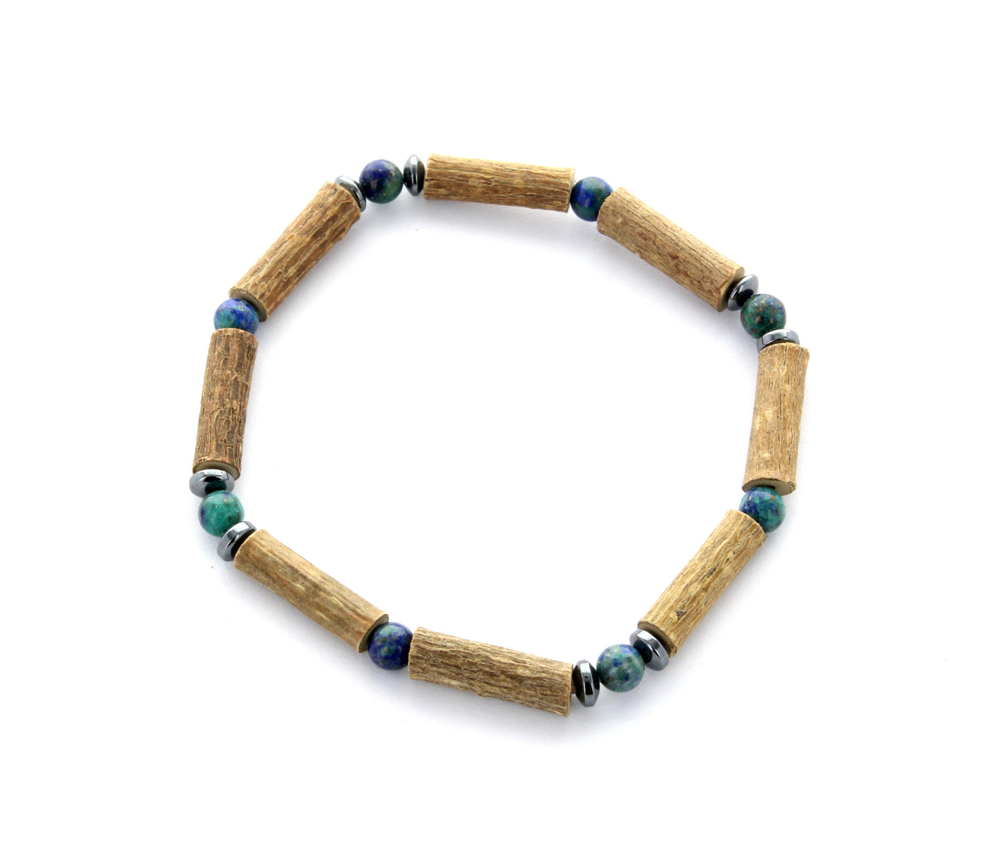 Bracelet Chrysocolle - Apaisement Assuré avec Noisetier et Hématite pour une Harmonie Naturelle