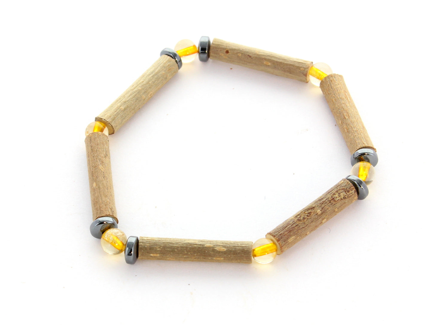 Bracelet Citrine pour Prospérité et Vitalité avec Noisetier et Hématite