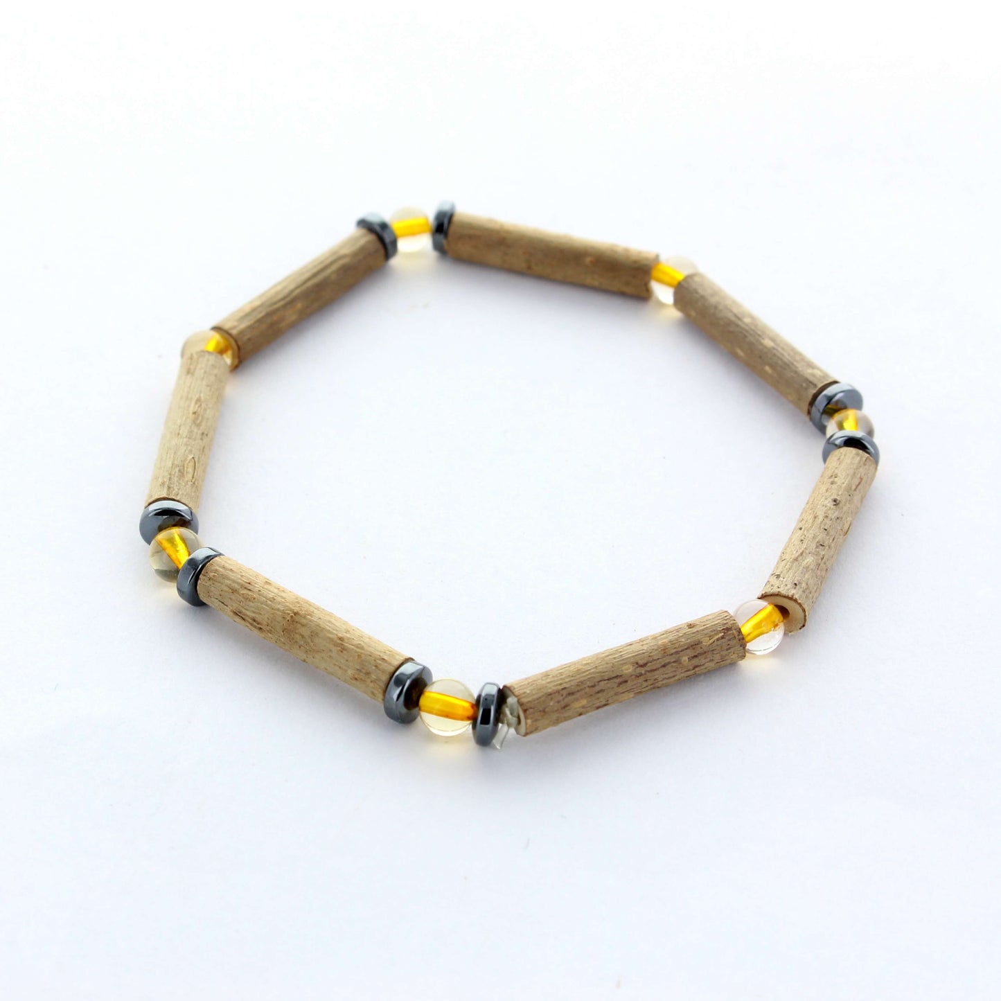 Bracelet Citrine pour Prospérité et Vitalité avec Noisetier et Hématite