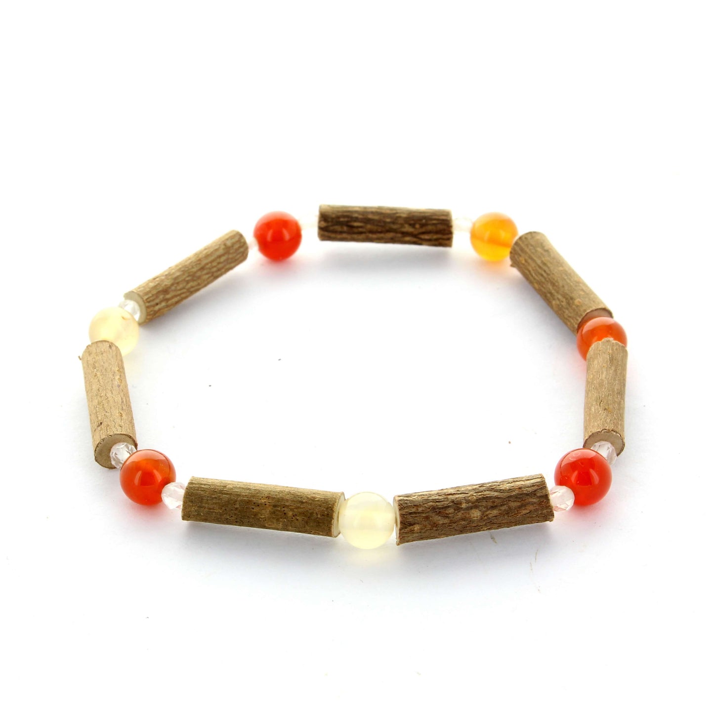 Bracelet Cornaline - Vitalité, Confiance et Énergie avec Noisetier et Cristal de Roche