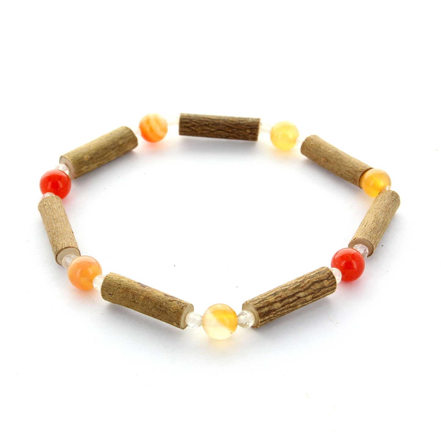 Bracelet Cornaline - Vitalité, Confiance et Énergie avec Noisetier et Cristal de Roche