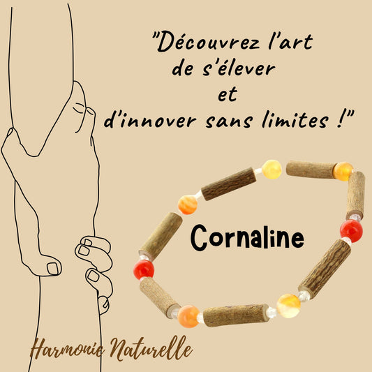 Bracelet Cornaline - Vitalité, Confiance et Énergie avec Noisetier et Cristal de Roche